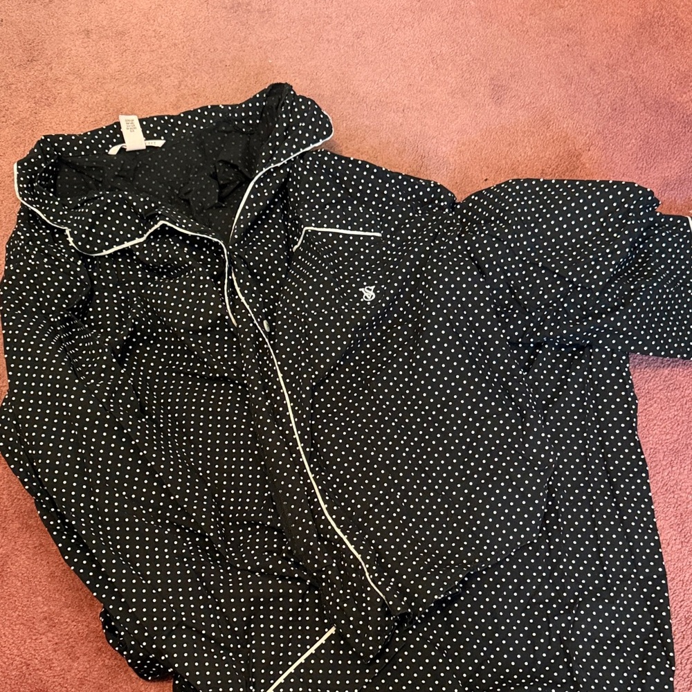 Victoria's Secret Black and White Polka Dot Pajama Set